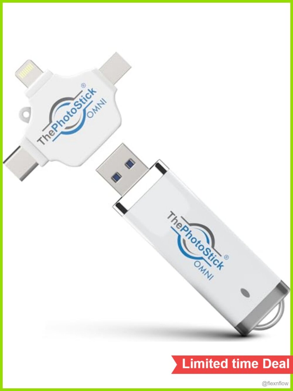 ThePhotoStick Omni 32GB Photo Backup Flash Drive for iPhone Android PC